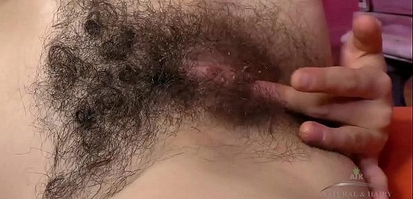  You love it when Ole Nina strokes her hairy pussy